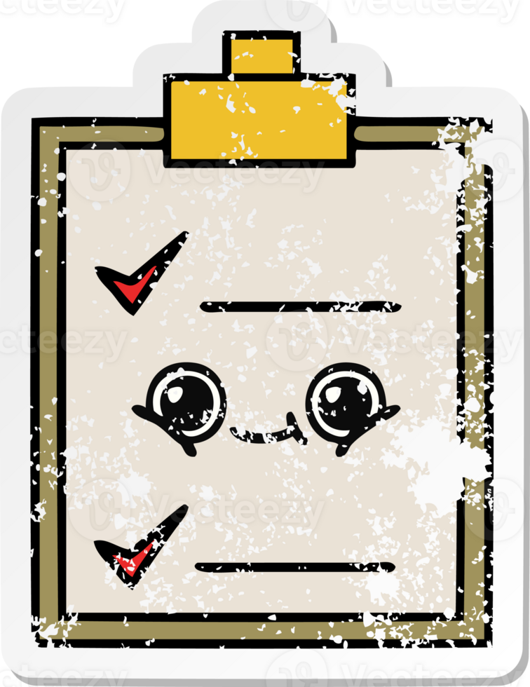 distressed sticker of a cute cartoon check list png