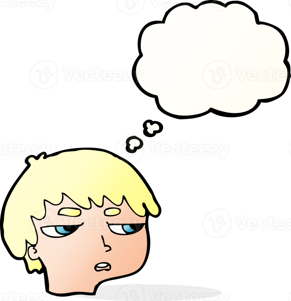 cartoon annoyed boy with thought bubble png