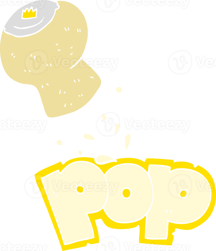 flat color illustration of a cartoon champagne cork popping png