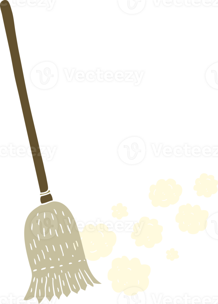 flat color illustration of a cartoon sweeping brush png