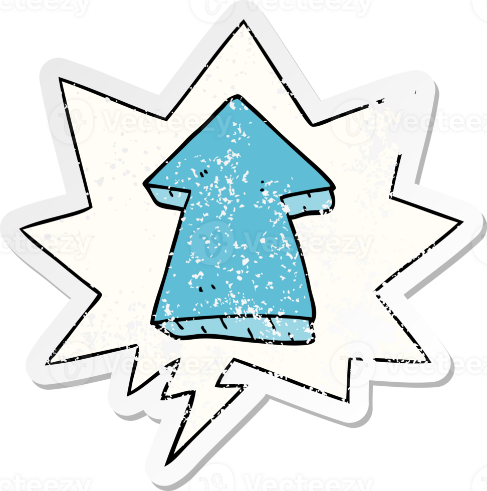 cartoon pointing arrow and speech bubble distressed sticker png