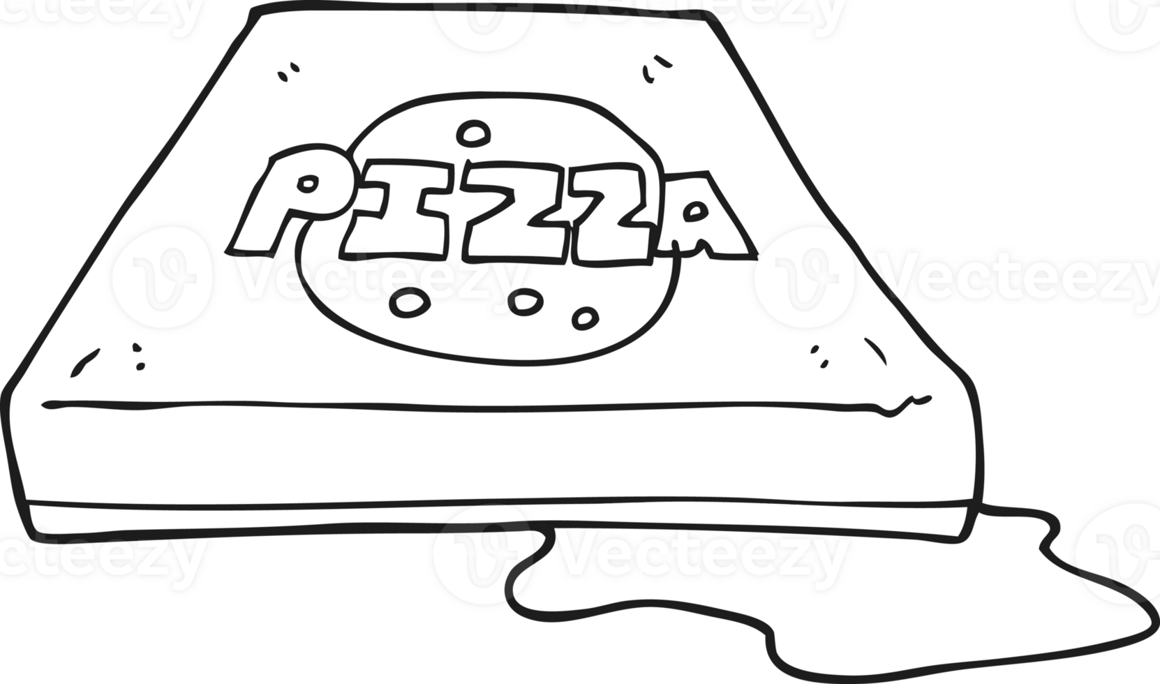 black and white cartoon pizza png