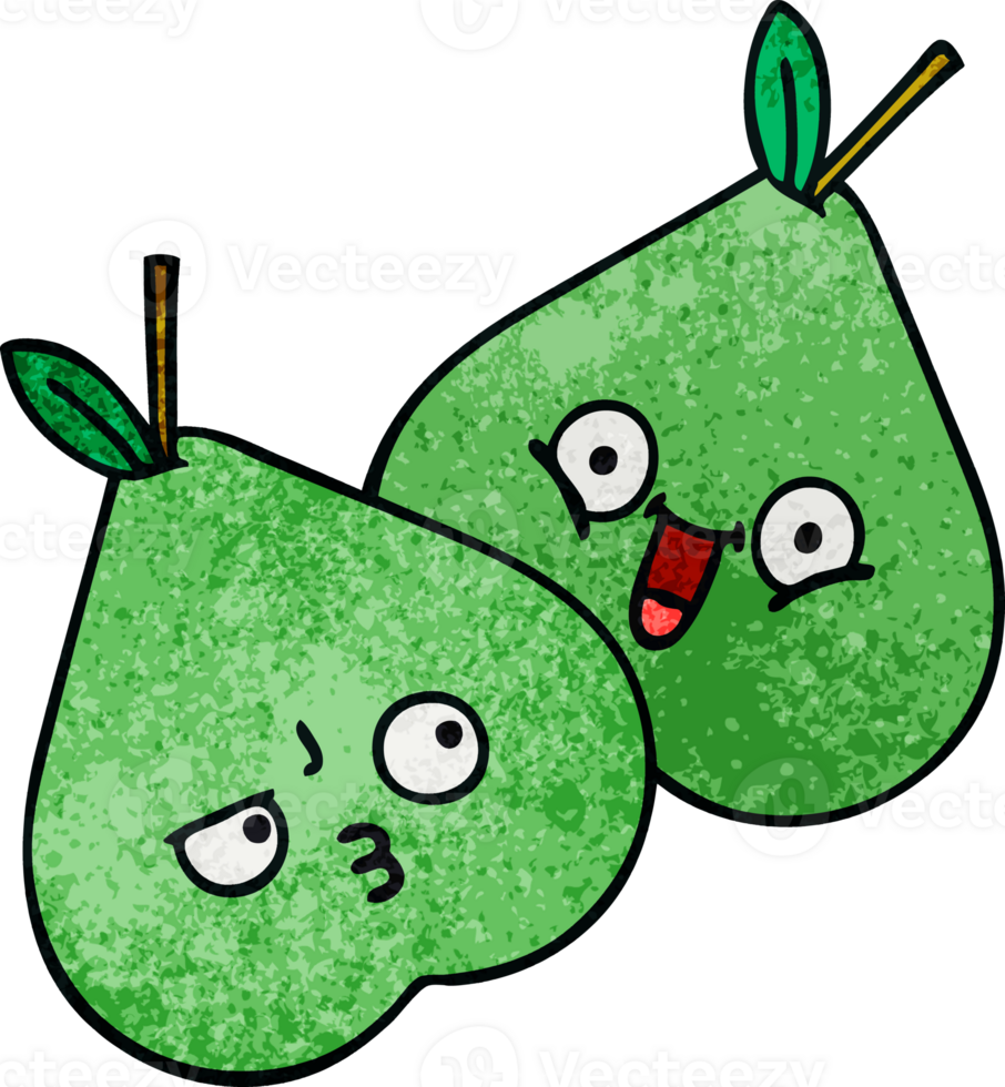 retro grunge texture cartoon green pears png