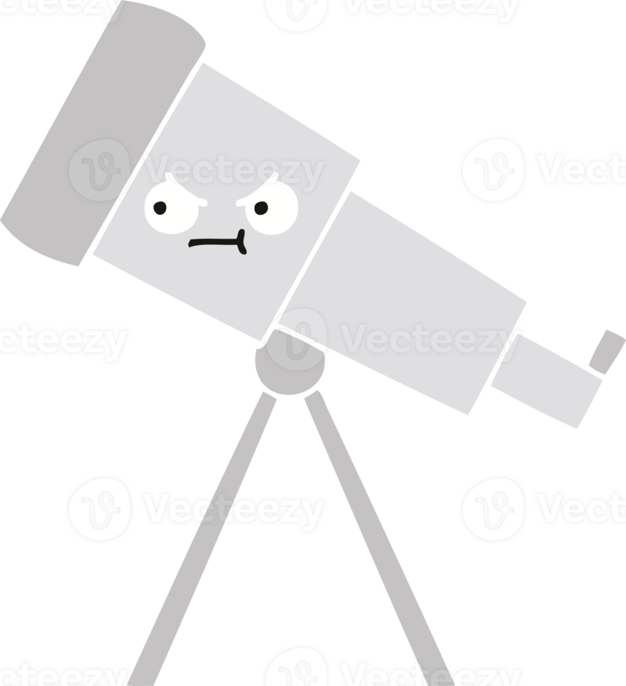 flat color retro cartoon telescope png