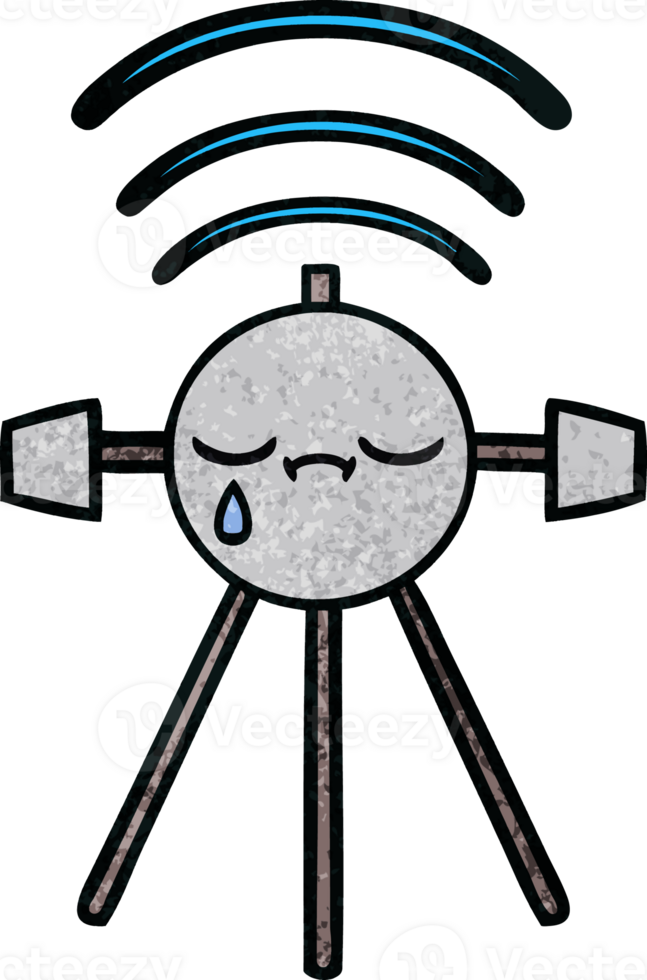 retro grunge texture cartoon crying satellite png