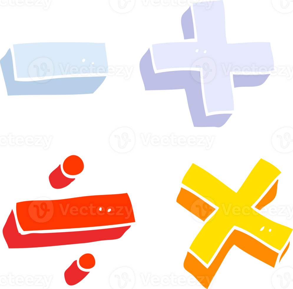flat color illustration of a cartoon math symbols png