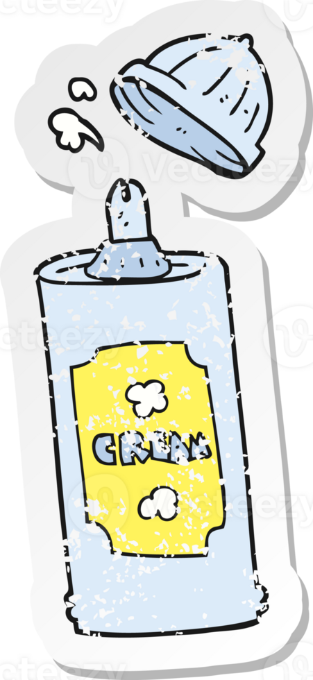 retro distressed sticker of a cartoon spray whipped cream png