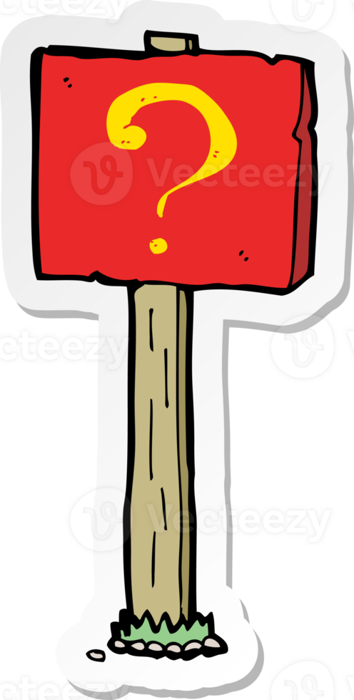 sticker of a cartoon question mark sign post png