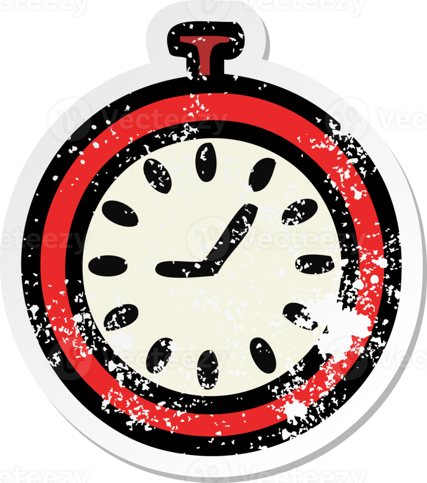 distressed sticker of a cute cartoon time stopper png