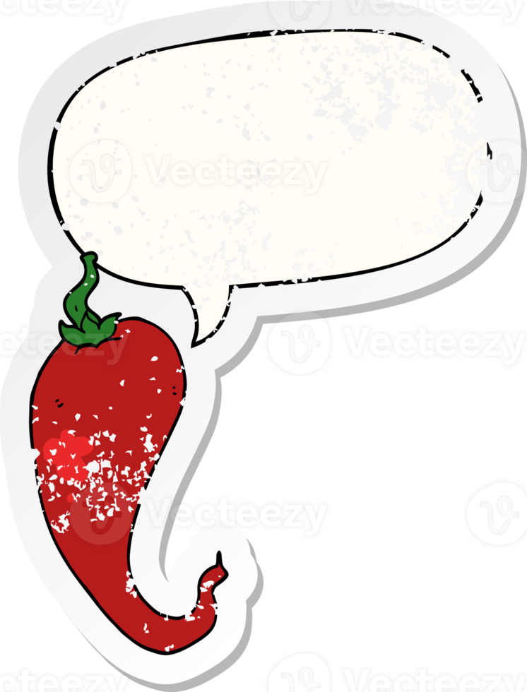 cartoon chili pepper with speech bubble distressed distressed old sticker png