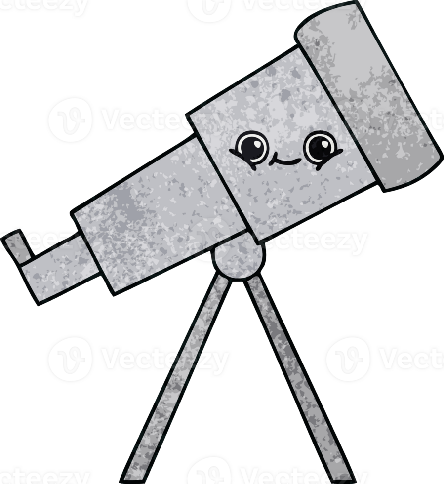 rétro grunge texture dessin animé de une télescope png