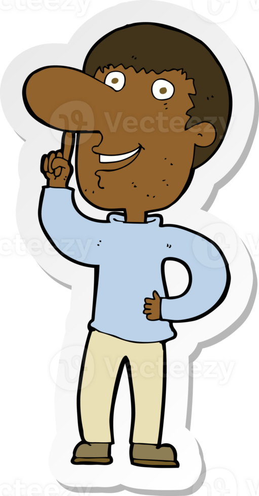 sticker of a cartoon man with idea png