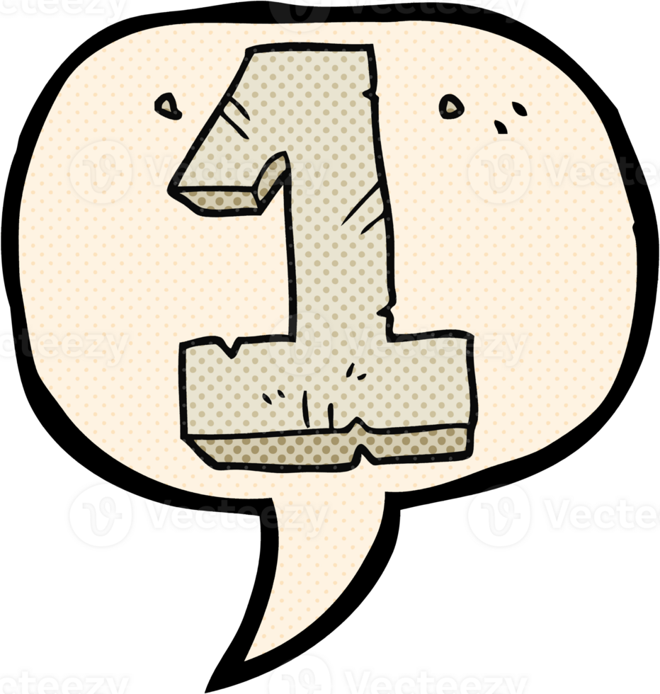 hand drawn comic book speech bubble cartoon stone number one png