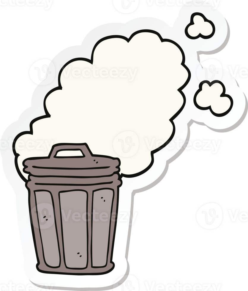 sticker of a cartoon stinky garbage can png