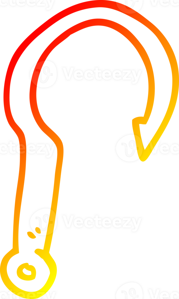 warm gradient line drawing of a cartoon fish hook png