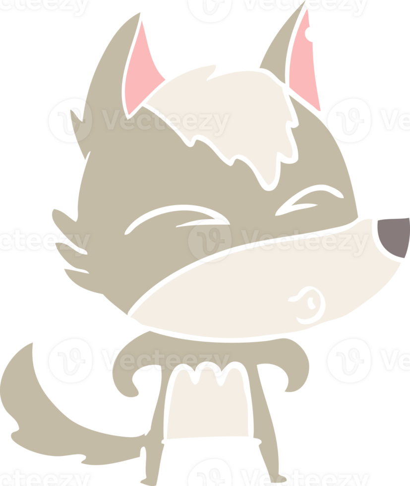 flat color style cartoon wolf whistling png