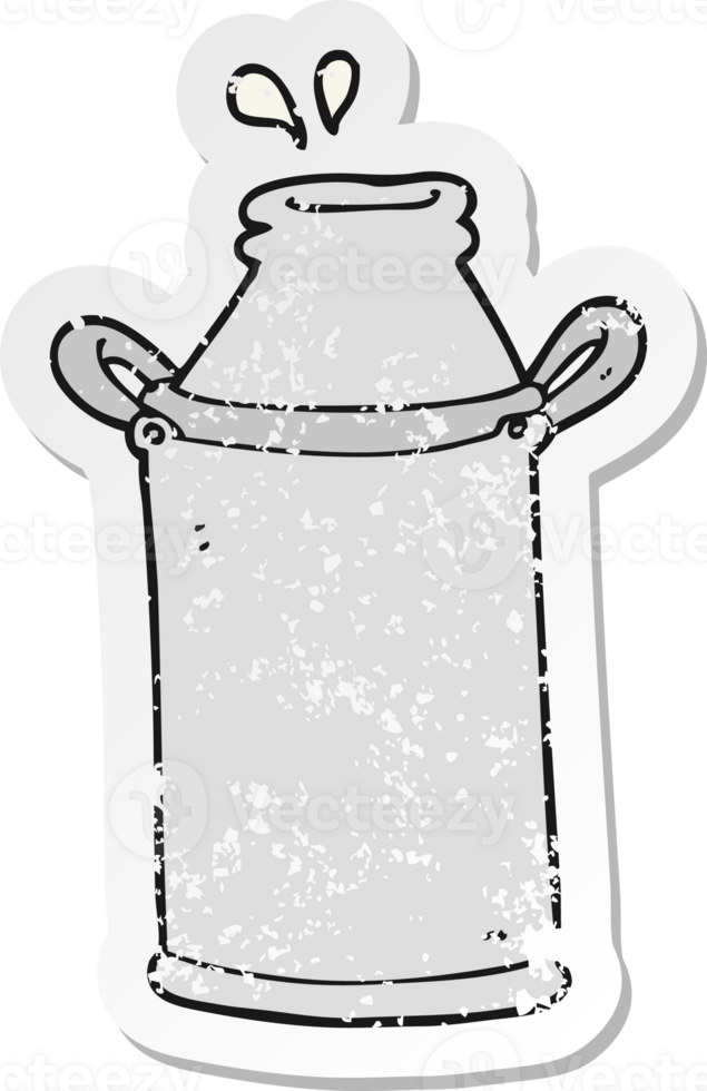 retro distressed sticker of a cartoon milk barrel png
