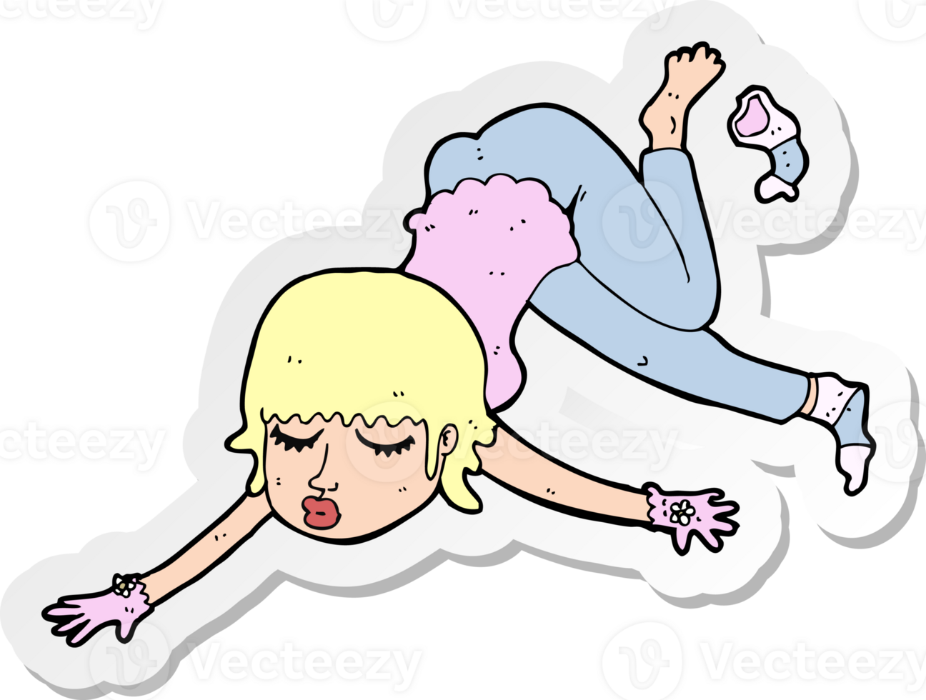 sticker of a cartoon woman floating png