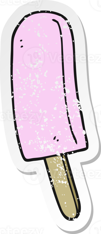 retro distressed sticker of a cartoon ice lolly png