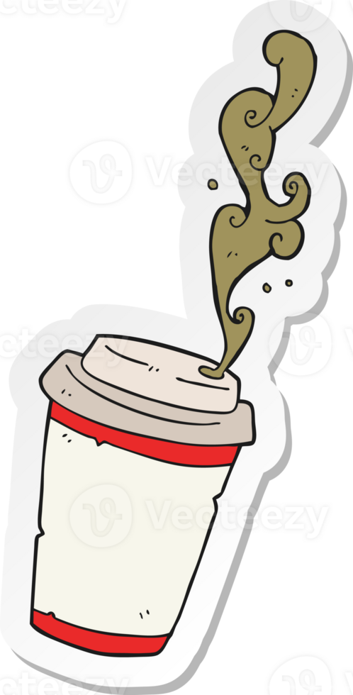 sticker of a cartoon take out coffee png