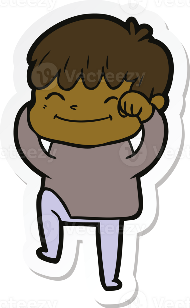 sticker of a cartoon happy boy png