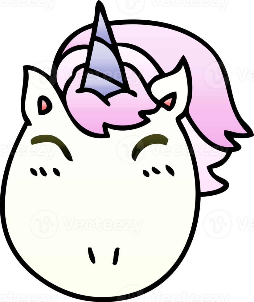 gradient shaded quirky cartoon unicorn png