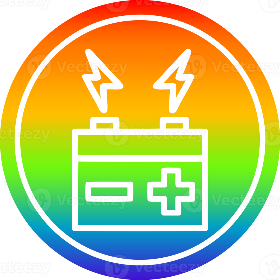 battery circular icon with rainbow gradient finish png