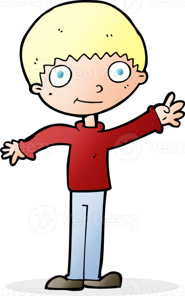 cartoon happy waving boy png