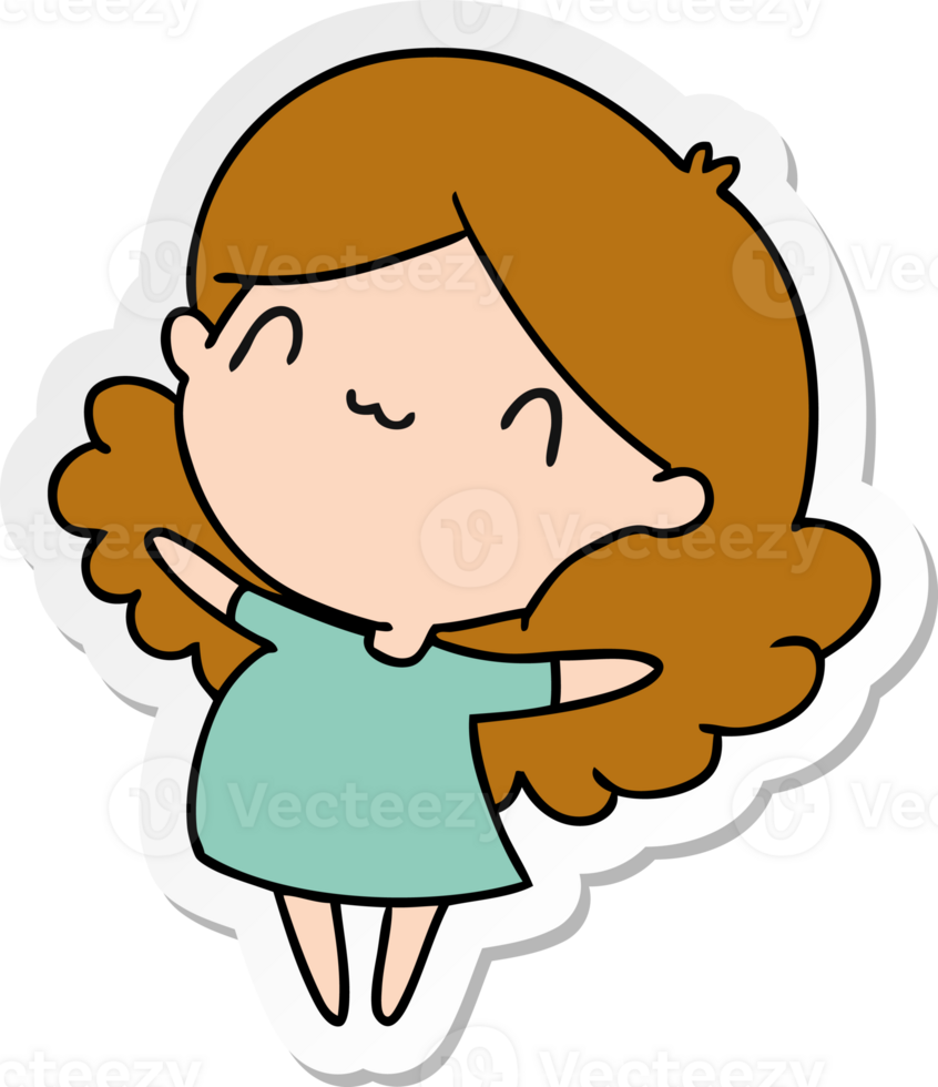 sticker cartoon illustration of a cute kawaii girl png