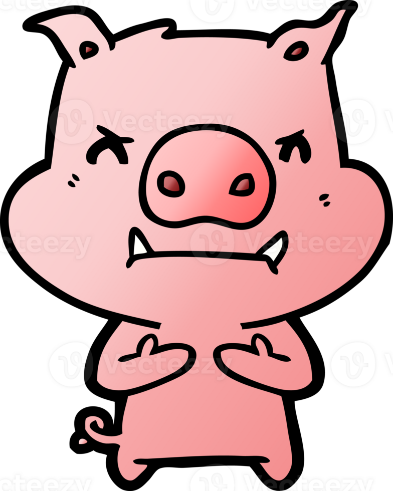 cochon de bande dessinée en colère png