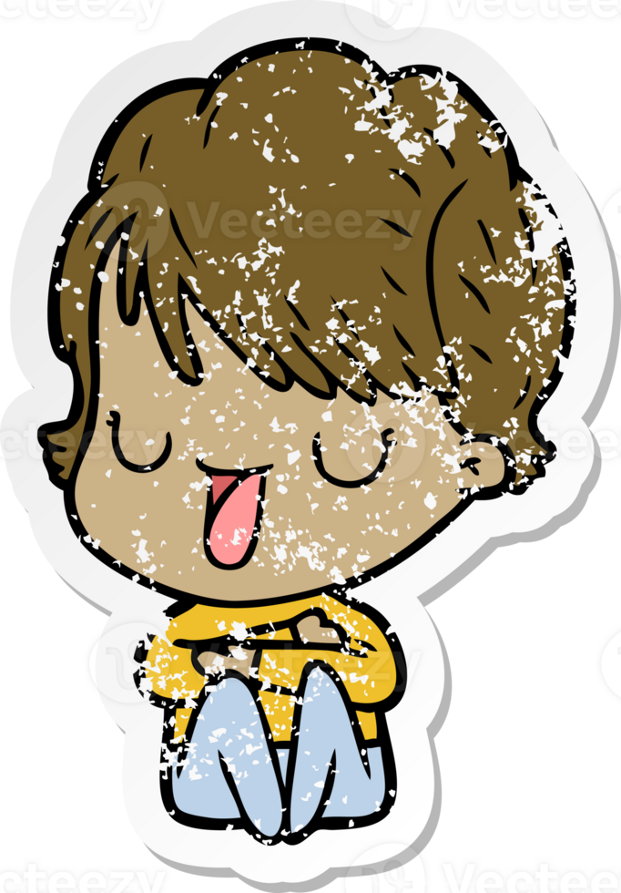 distressed sticker of a cartoon woman talking png