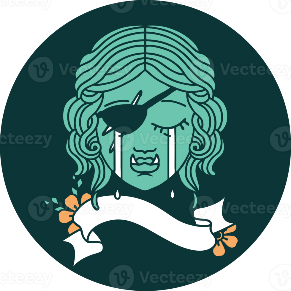 icon of crying orc rogue character face png