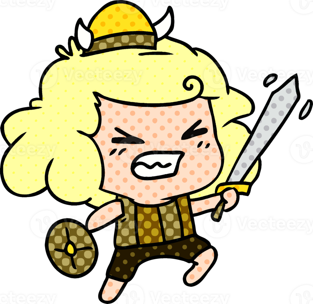 hand drawn cartoon of kawaii viking child png