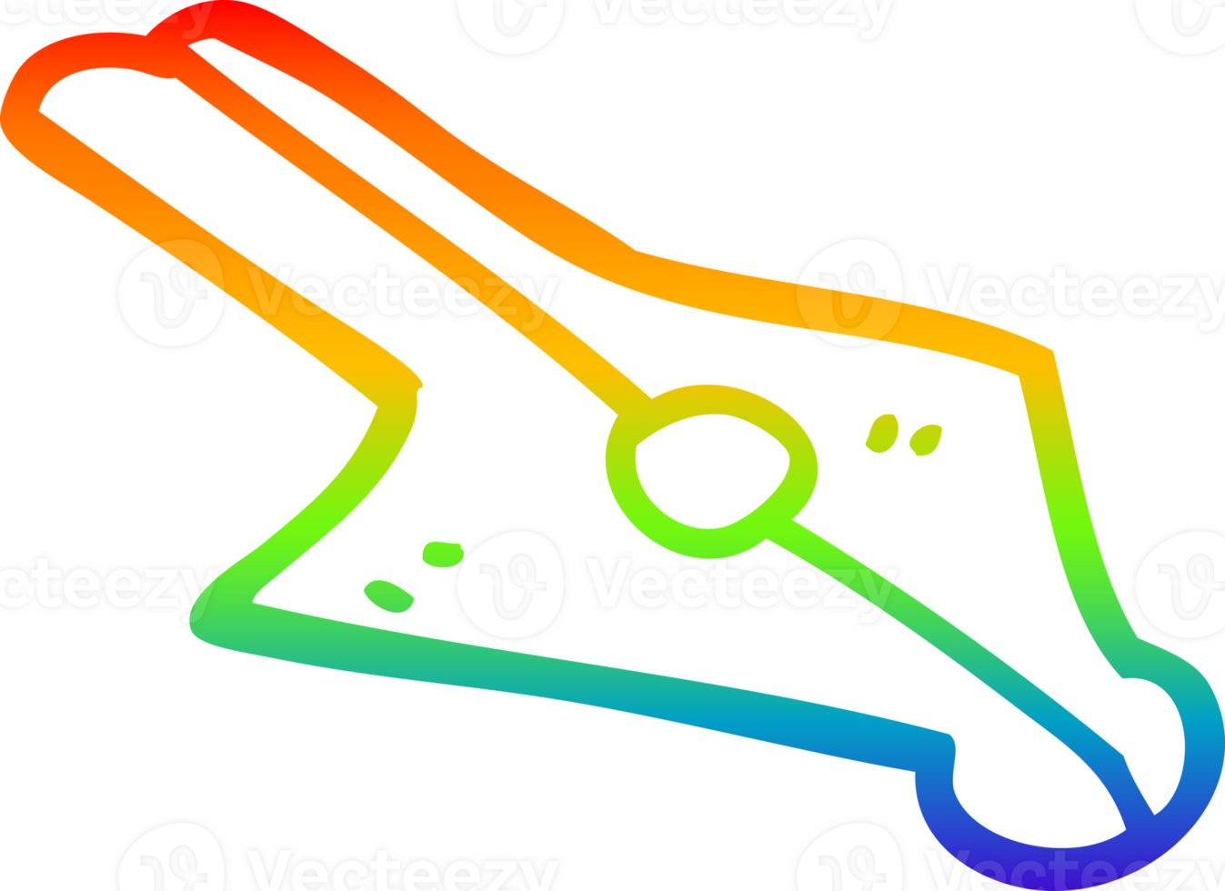 rainbow gradient line drawing of a cartoon fountain pen png
