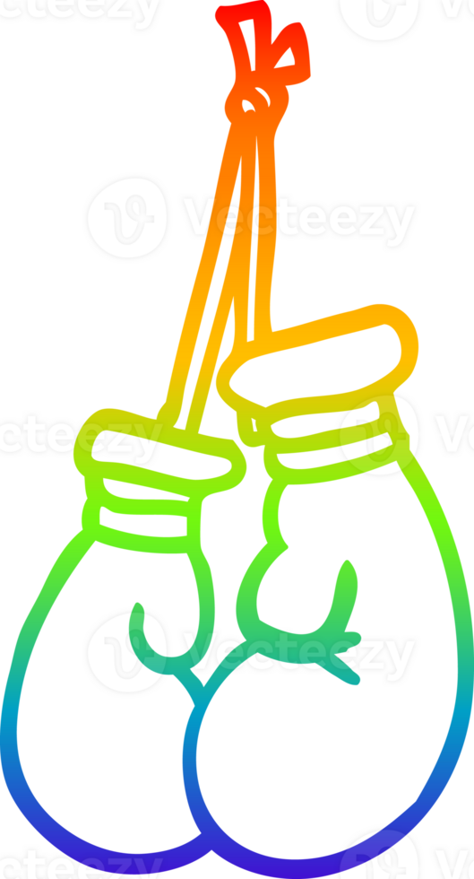 rainbow gradient line drawing of a cartoon boxing gloves png