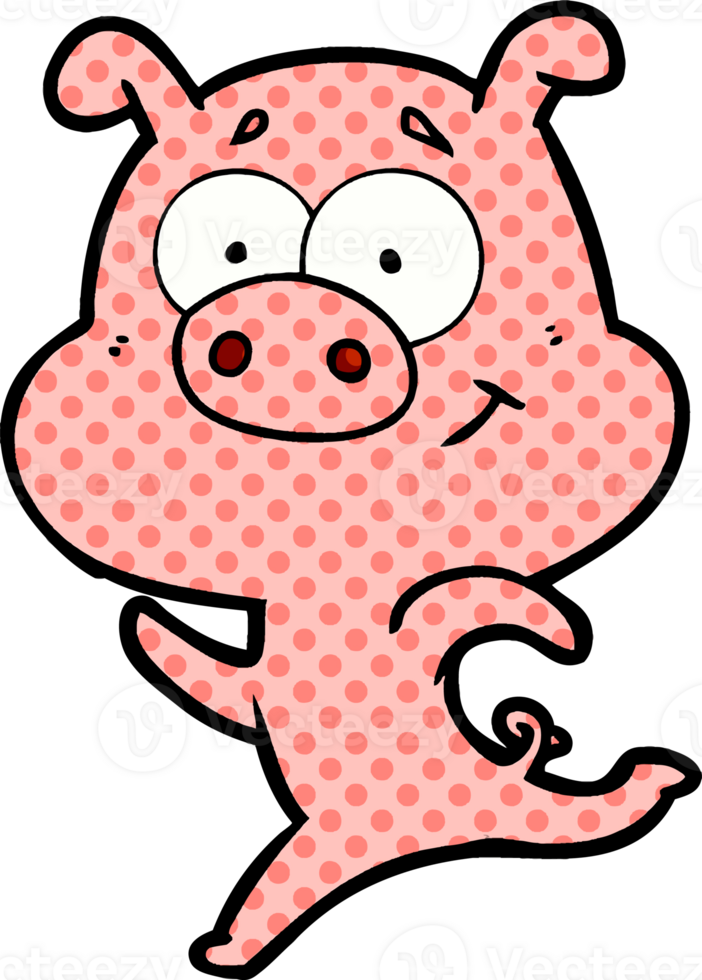 happy cartoon pig running png