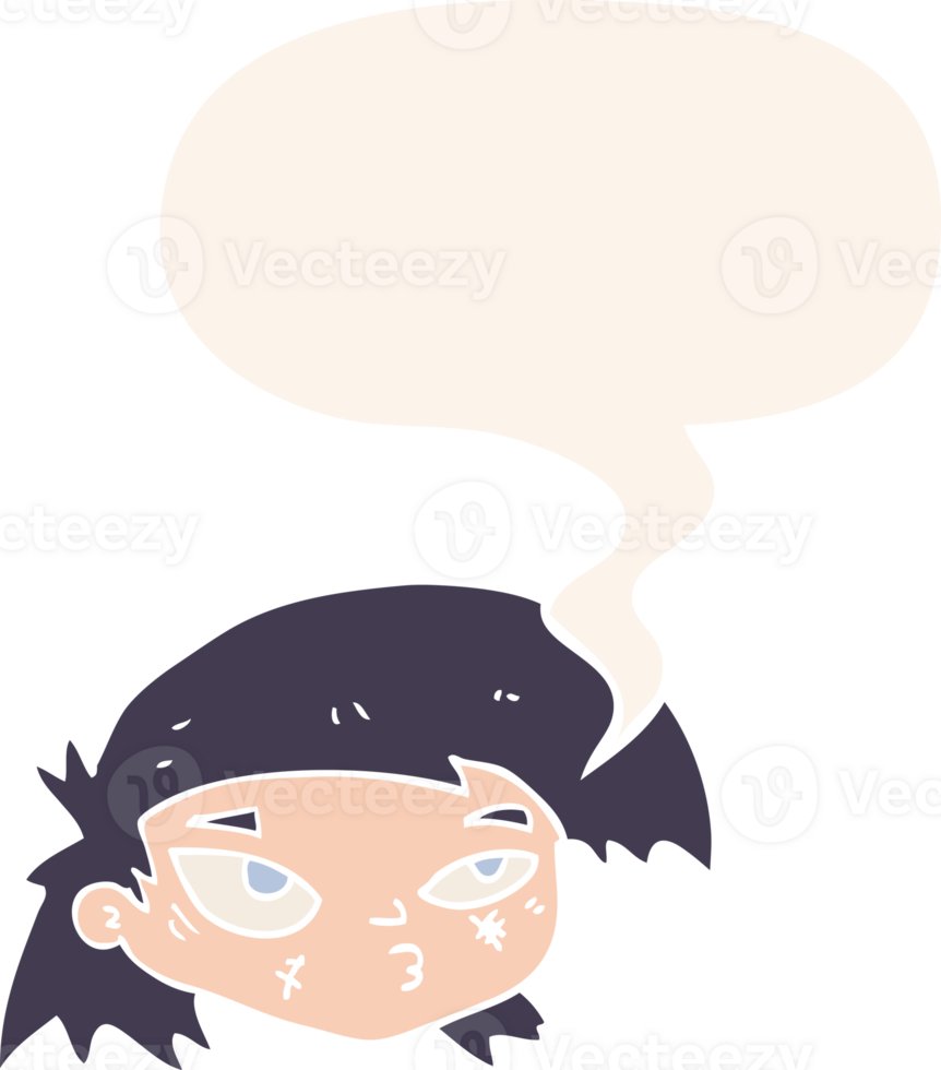 cartoon scratched up face with speech bubble in retro style png