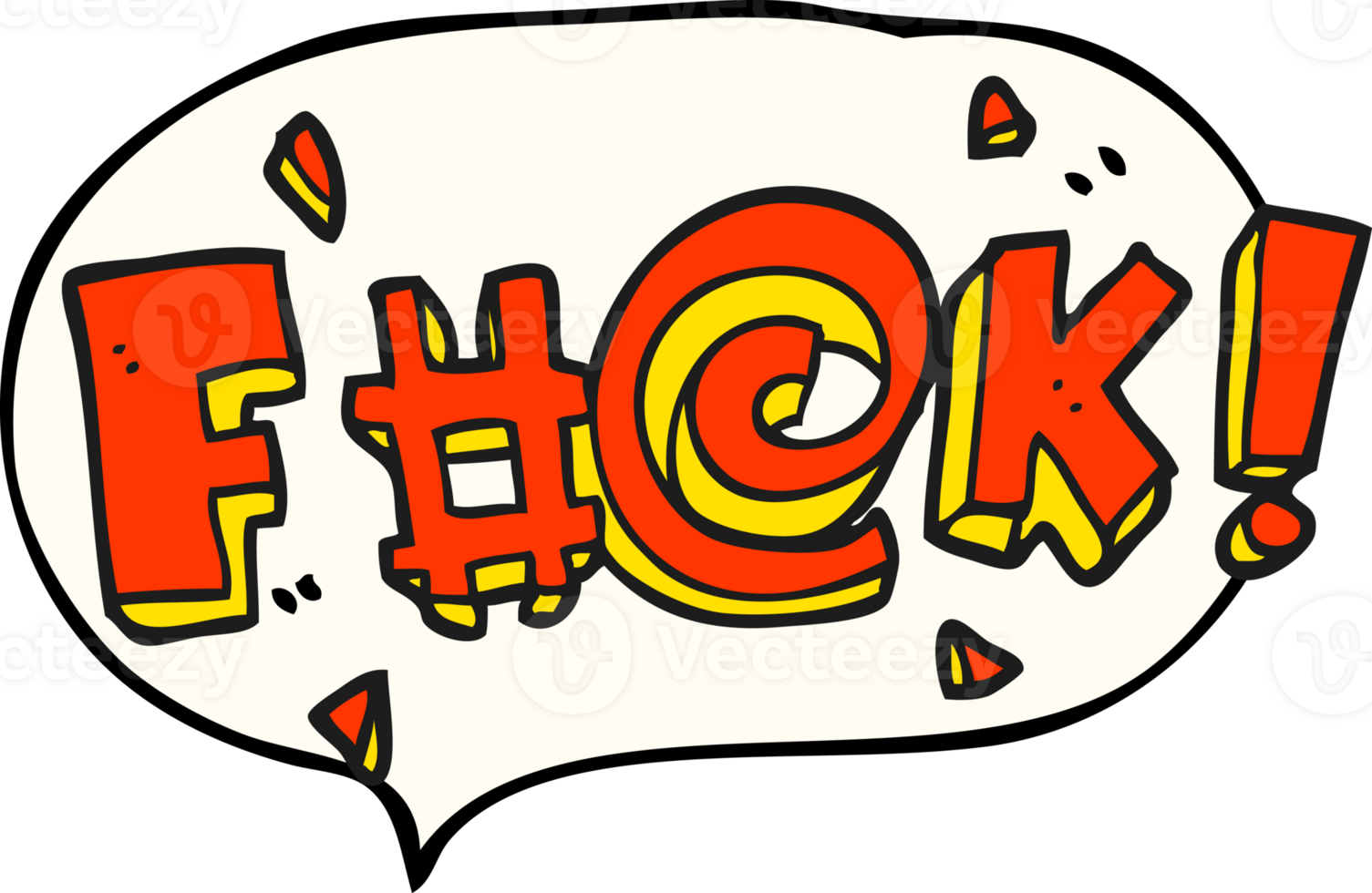 hand drawn speech bubble cartoon swearword png