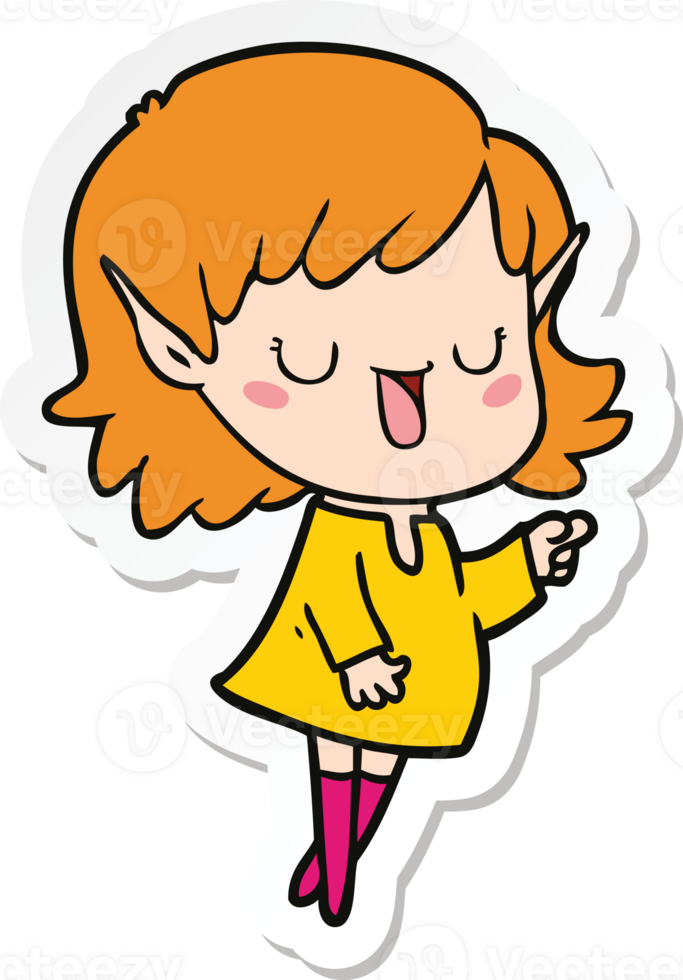 sticker of a cartoon elf girl png