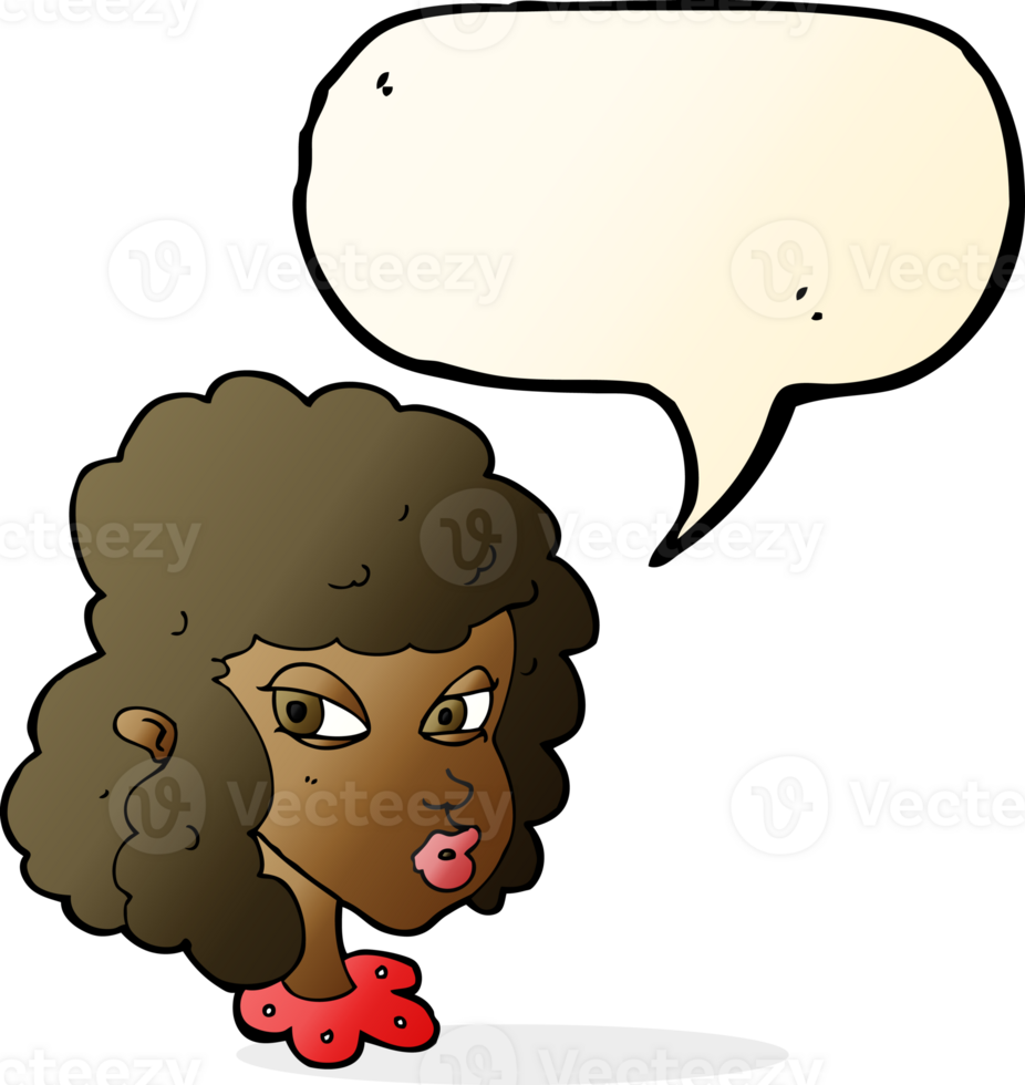 cartoon suspicious woman with speech bubble png