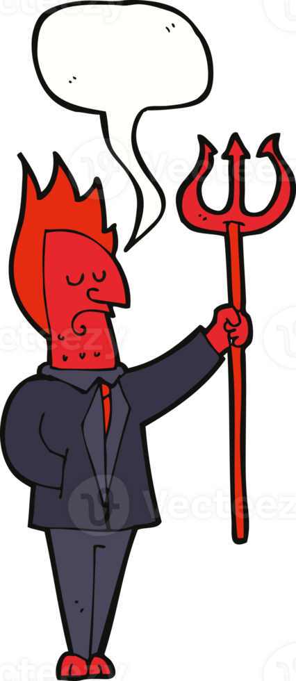cartoon devil with pitchfork with speech bubble png
