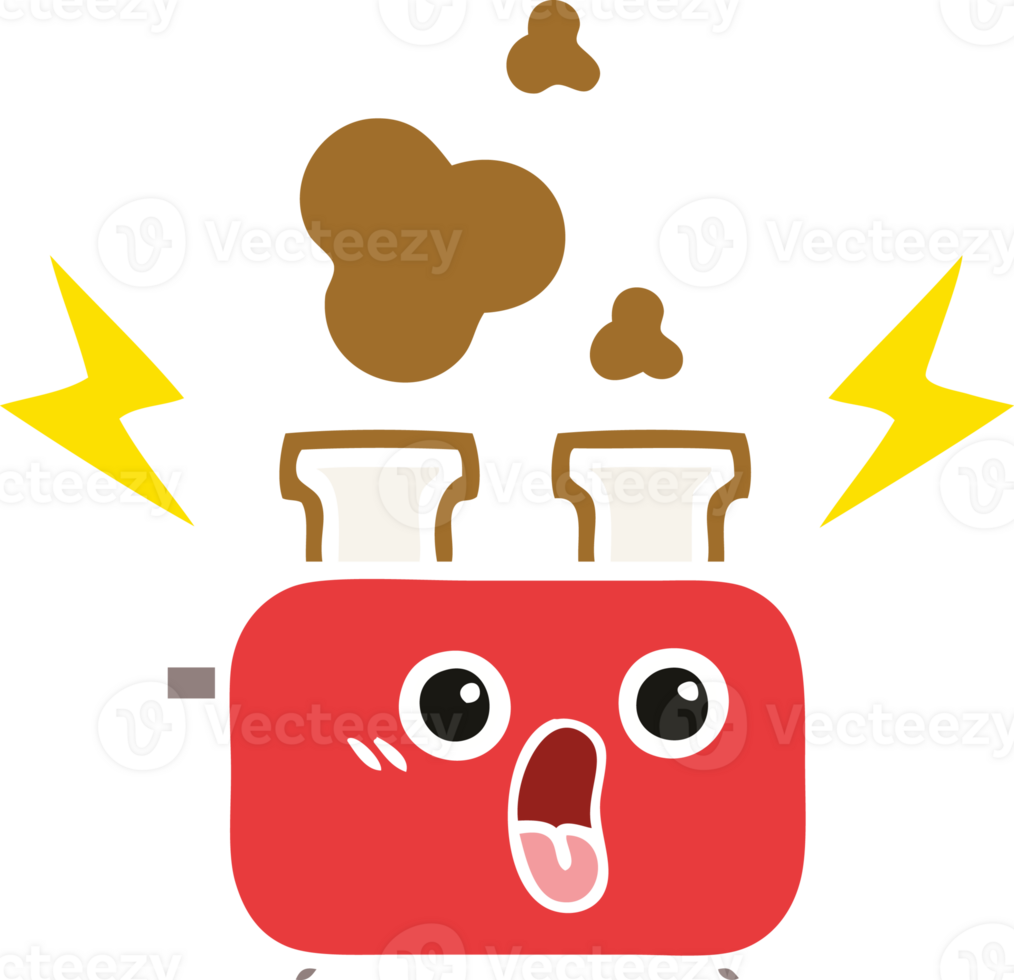 flat color retro cartoon of a of a toaster png