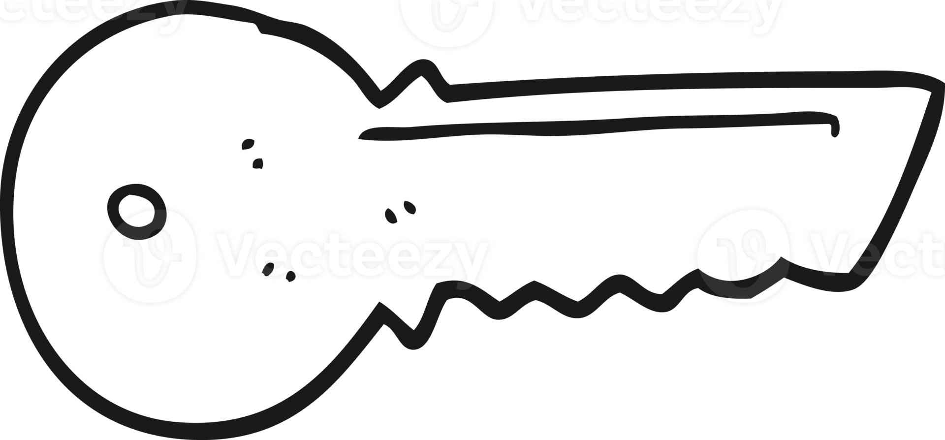 hand drawn black and white cartoon door key png
