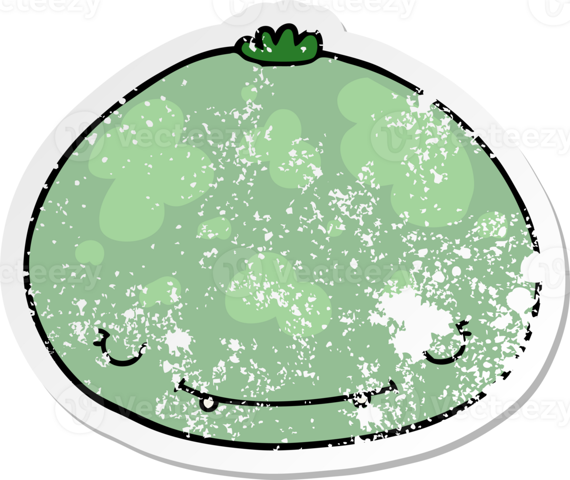 distressed sticker of a cartoon squash png