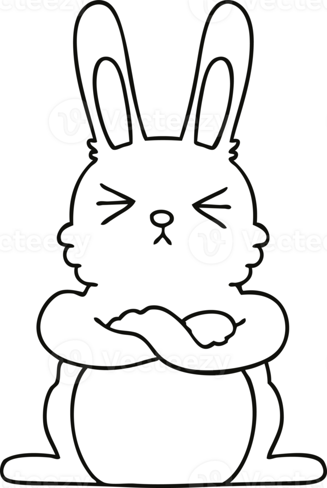line drawing quirky cartoon rabbit png