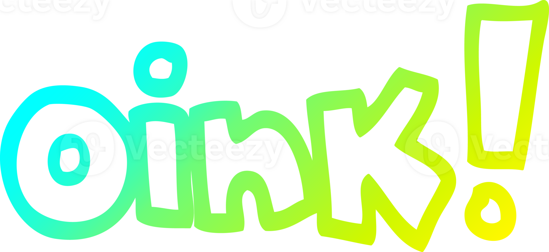 cold gradient line drawing of a cartoon word oink png