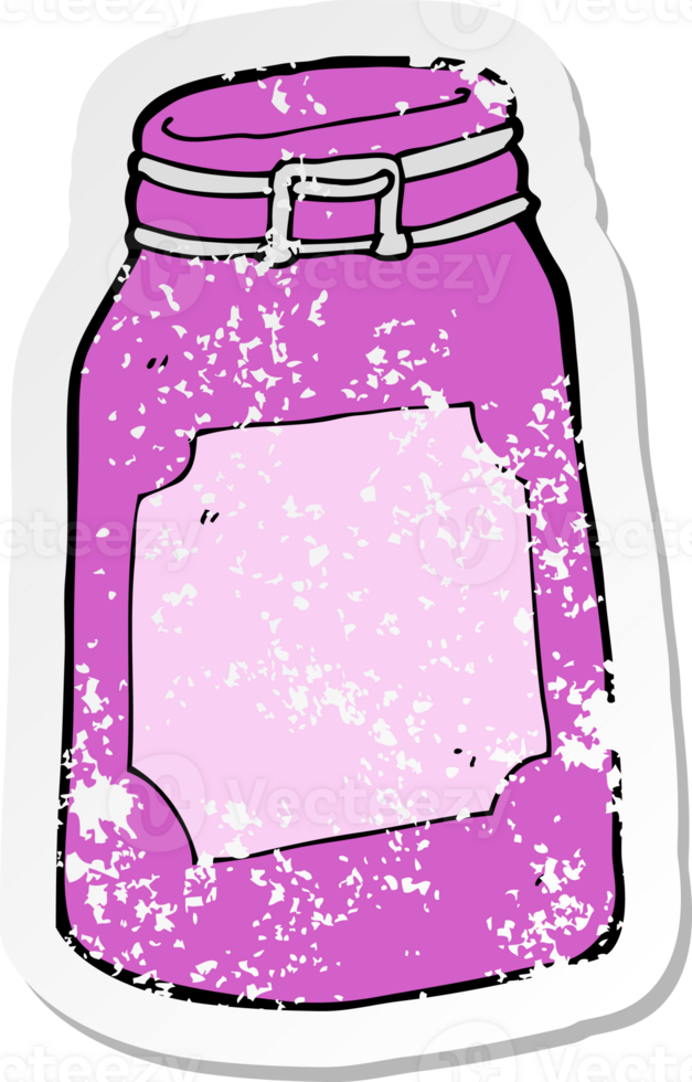 retro distressed sticker of a cartoon jar png