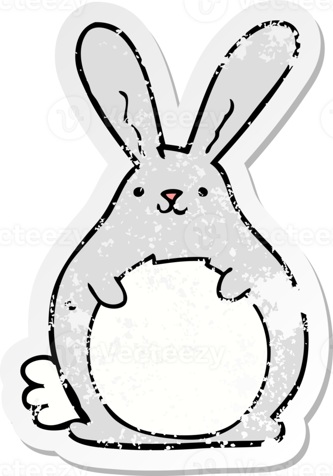 distressed sticker of a cartoon rabbit png
