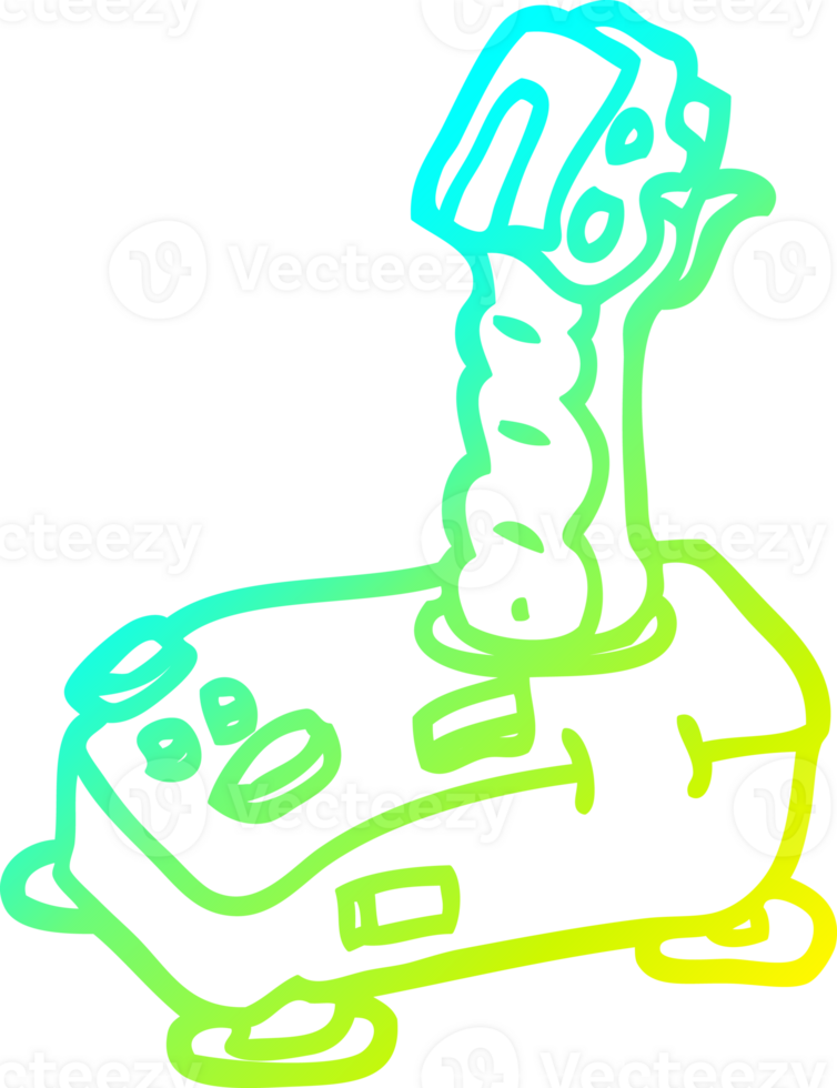 cold gradient line drawing of a cartoon joystick png