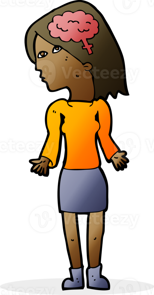 cartoon clever woman shrugging shoulders png